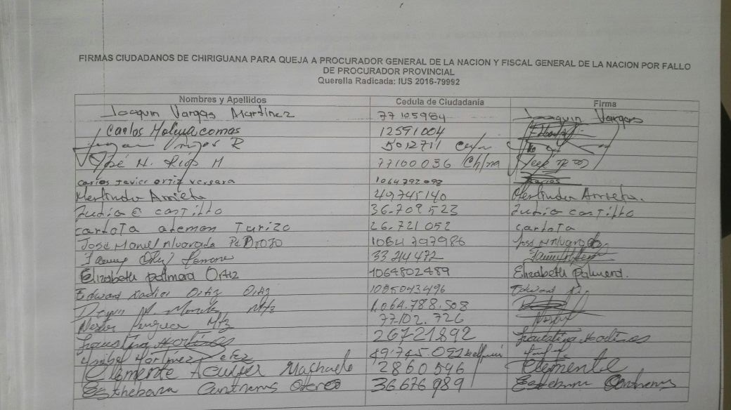 Con firmas, en Chiriguaná rechazan la corrupción - ElPilón.com.co (Registro)