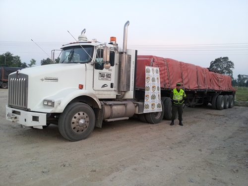 Este es el camión en el que eran trasportadas las 34 toneladas de cemento que fueron decomisadas. EL PILÓN/Suministrada

