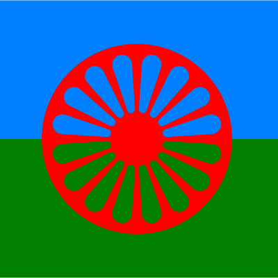 Postal Bandera gitana oficial romaní