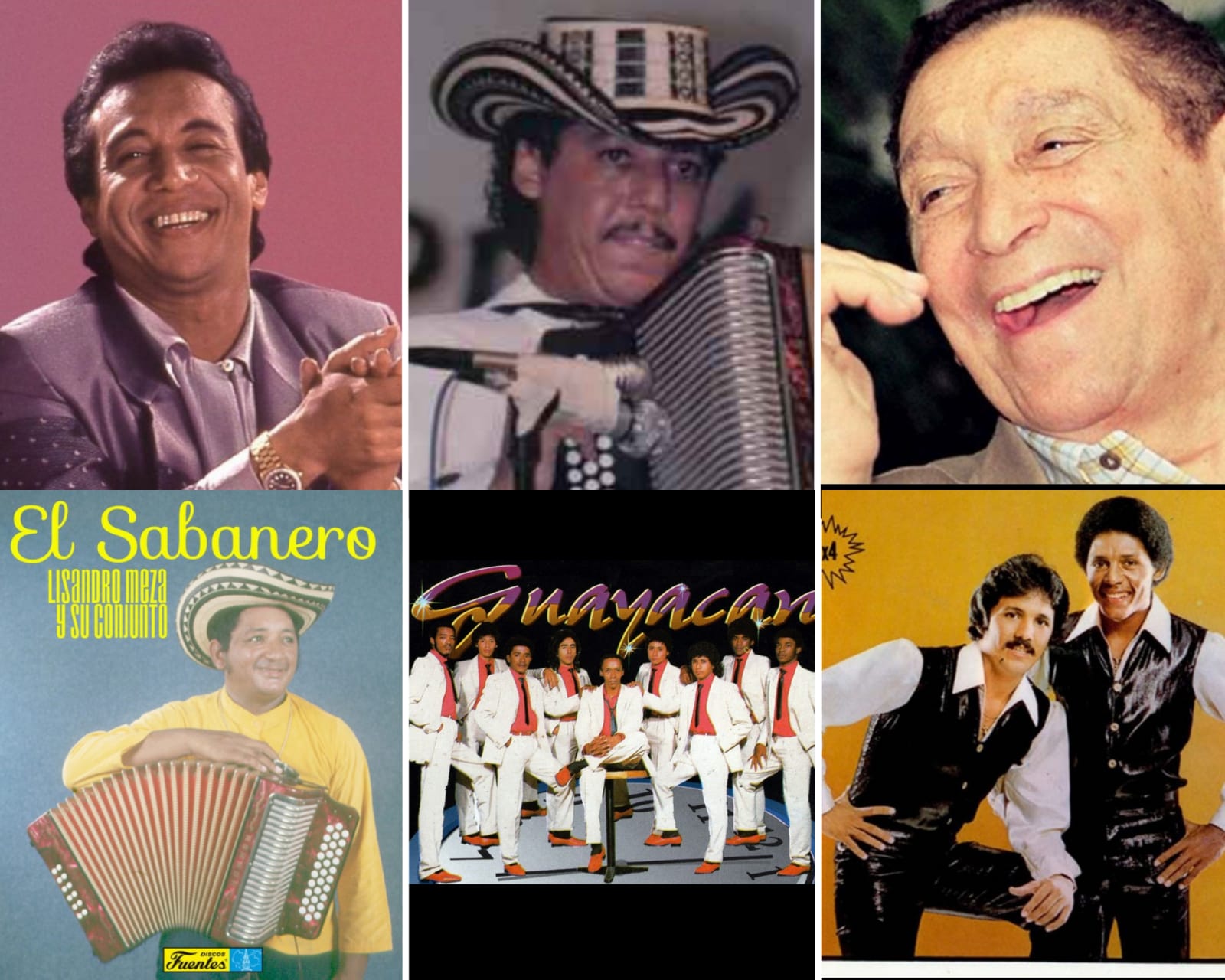 Diomedes Díaz; Juancho Roys; Rafael Escalona; Lisandro Mesa; Guayacan Orquesta; Binomio de Oro.