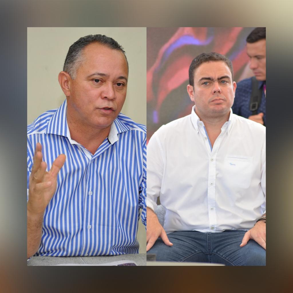  El exalcalde Freddys Socarrás, demandante, y el gobernador encargado Andrés Meza. 