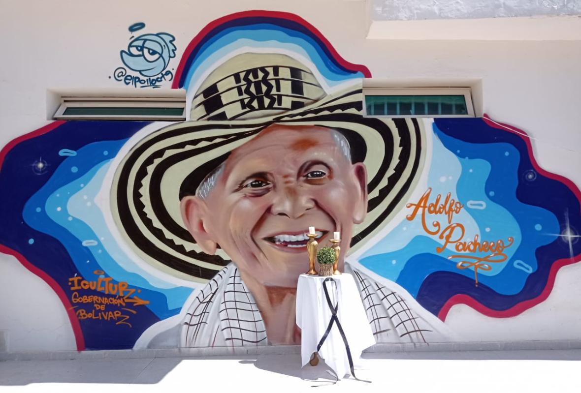 Este mural adorna una de las calles de San Jacinto, tierra natal del maestro Adolfo Pacheco.  / FOTO: Cortesía. 