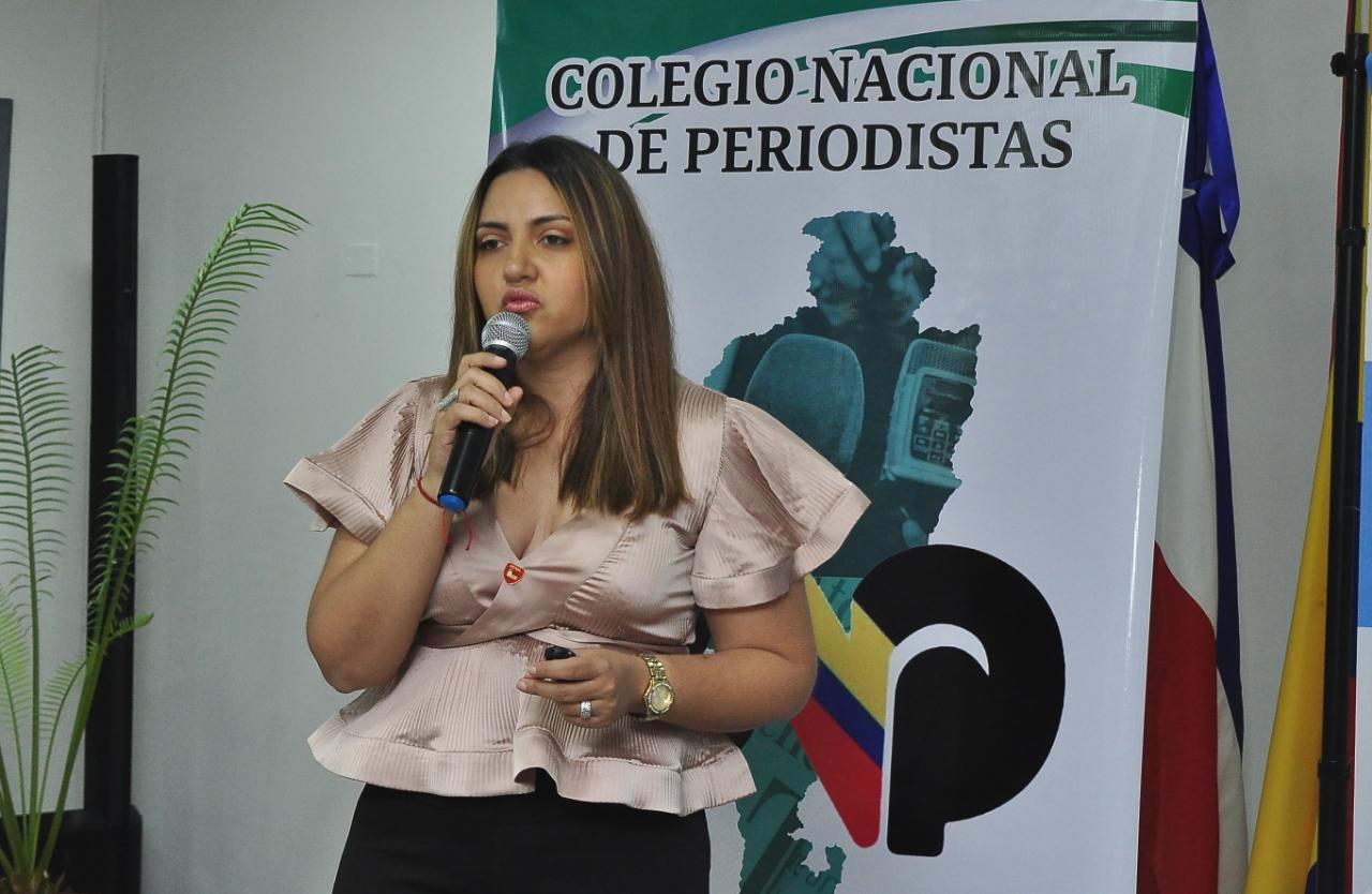 María Eloisa Araújo, presidenta del Colegio Nacional de Periodistas en el Cesar.            / FOTO: JOAQUÍN RAMÍREZ. 