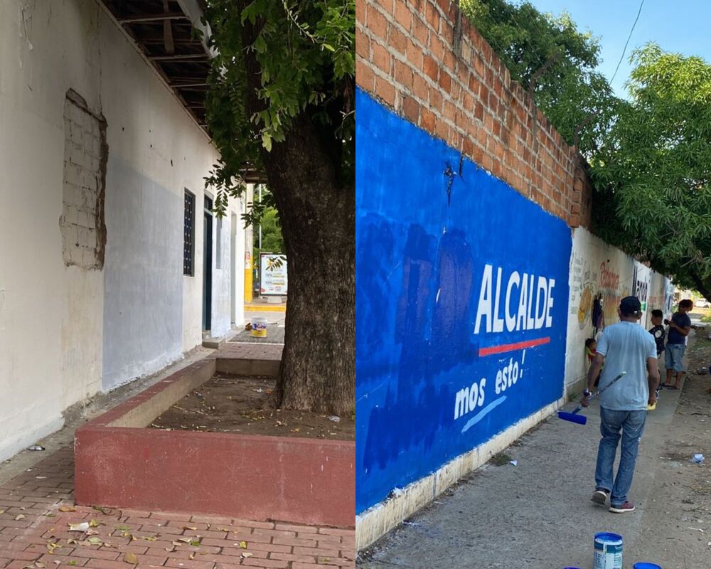 La Alcaldía solicitó a diferentes candidatos remover los murales en diferentes puntos de la ciudad.               /FOTO: CORTESÍA. 
